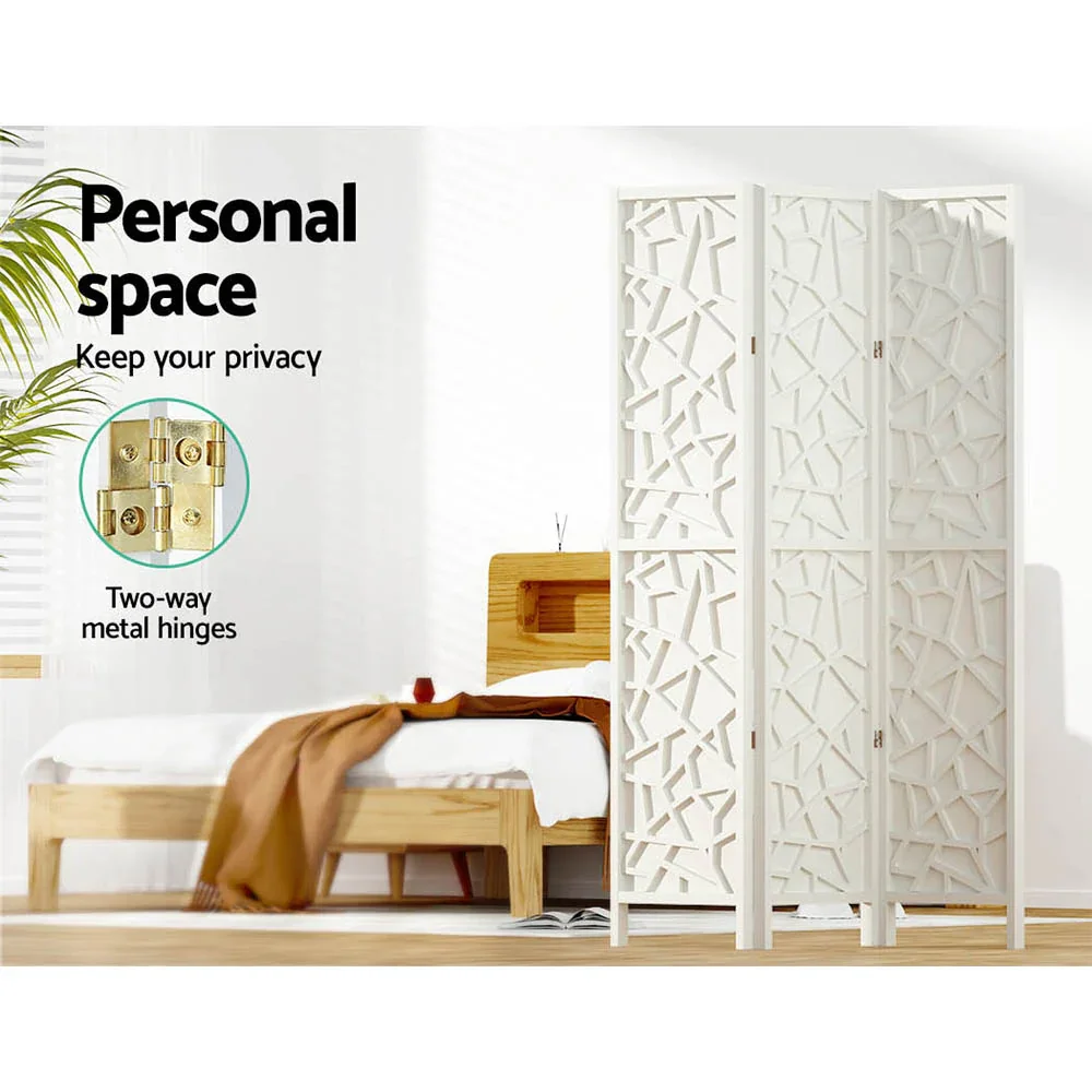 3 Panel Room Divider Screen 122x170cm Clover White - Image 5