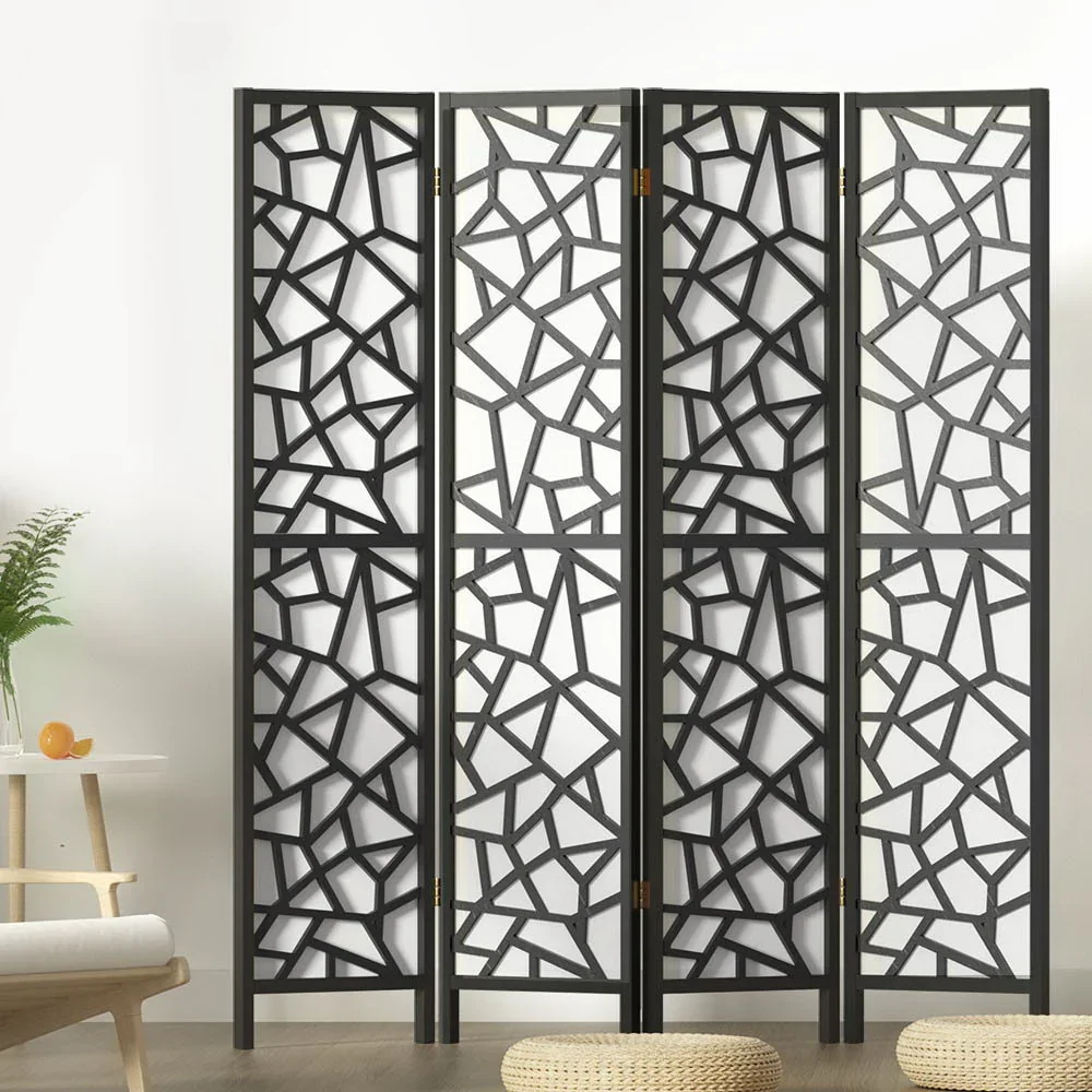 4 Panel Room Divider Screen 162x170cm Clover Black - Image 8