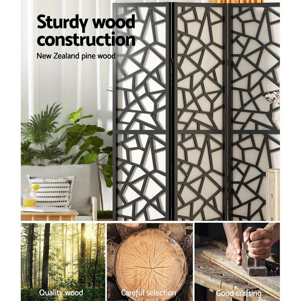 8 Panel Room Divider Screen 325x170cm Clover Black - Image 6