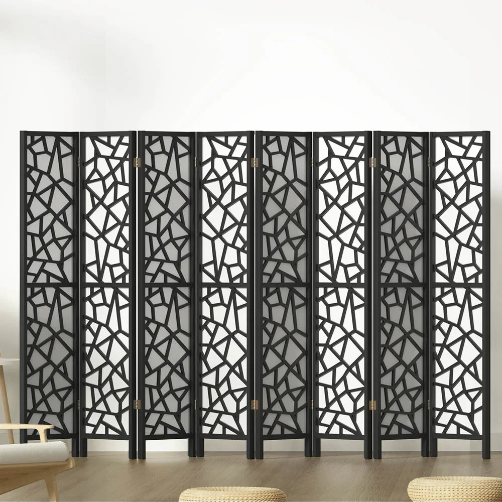 8 Panel Room Divider Screen 325x170cm Clover Black - Image 8