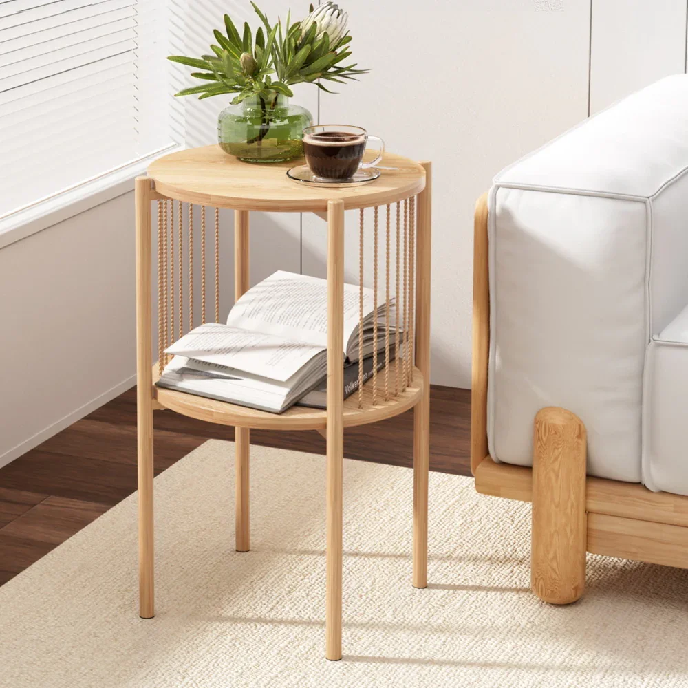 Coffee Table 2-Tier Round Wood - Image 8