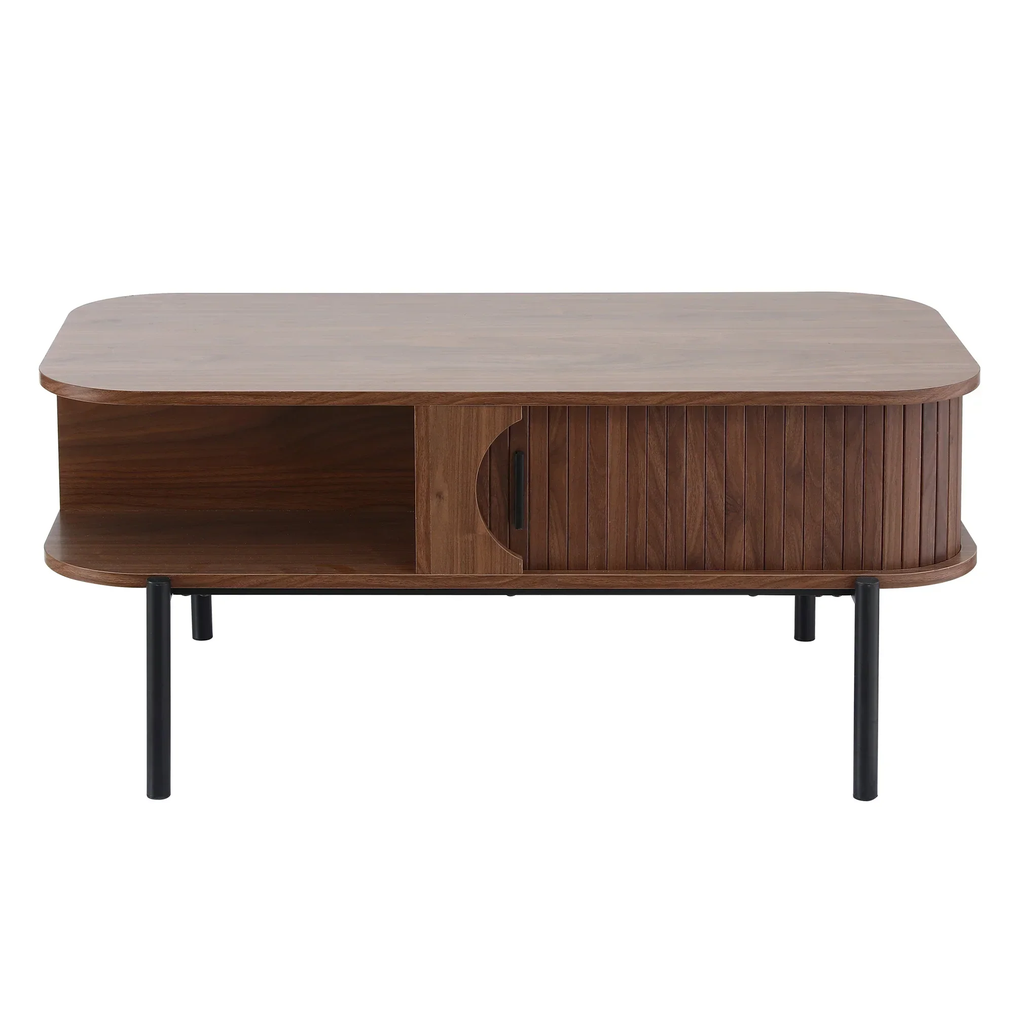 Artiss Coffee Table Living Room Center Table Shelf Cabinet Walnut - Image 7