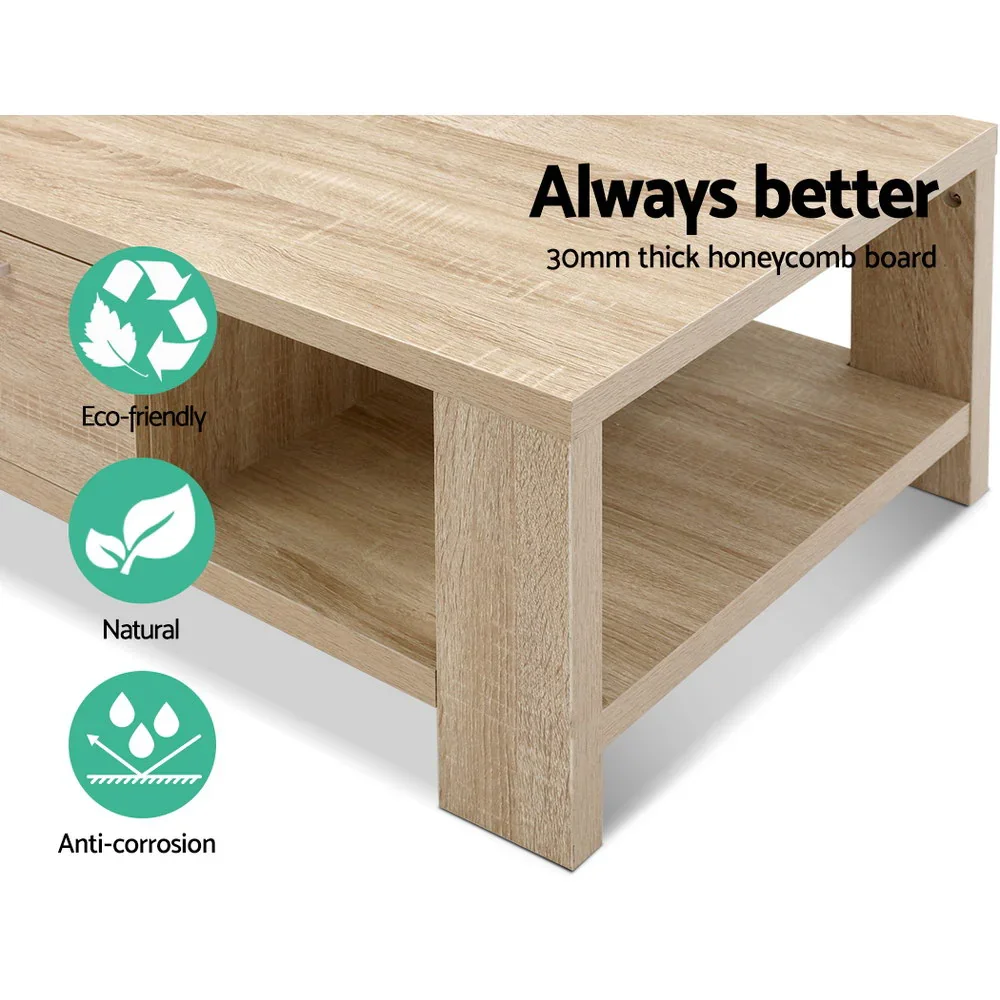 Coffee Table 1 Drawer Oak Maxi - Image 3