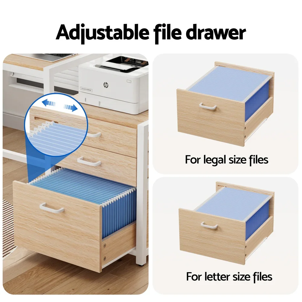 Computer Desk Home Office Study Table Desks w/Drawers Open Shelf Oak 160CM - Image 4
