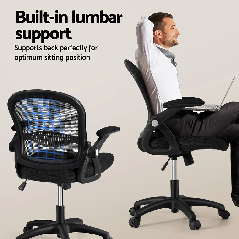 Computer Desk Mesh Office Chair Set Desks with Keyboard Shelf Try Black - Image 6