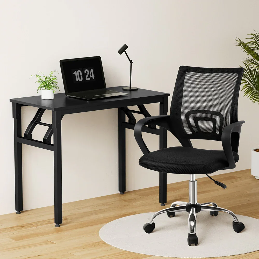 Computer Desk Mesh Office Chair Set Foldable Home Study Table Black - Image 7