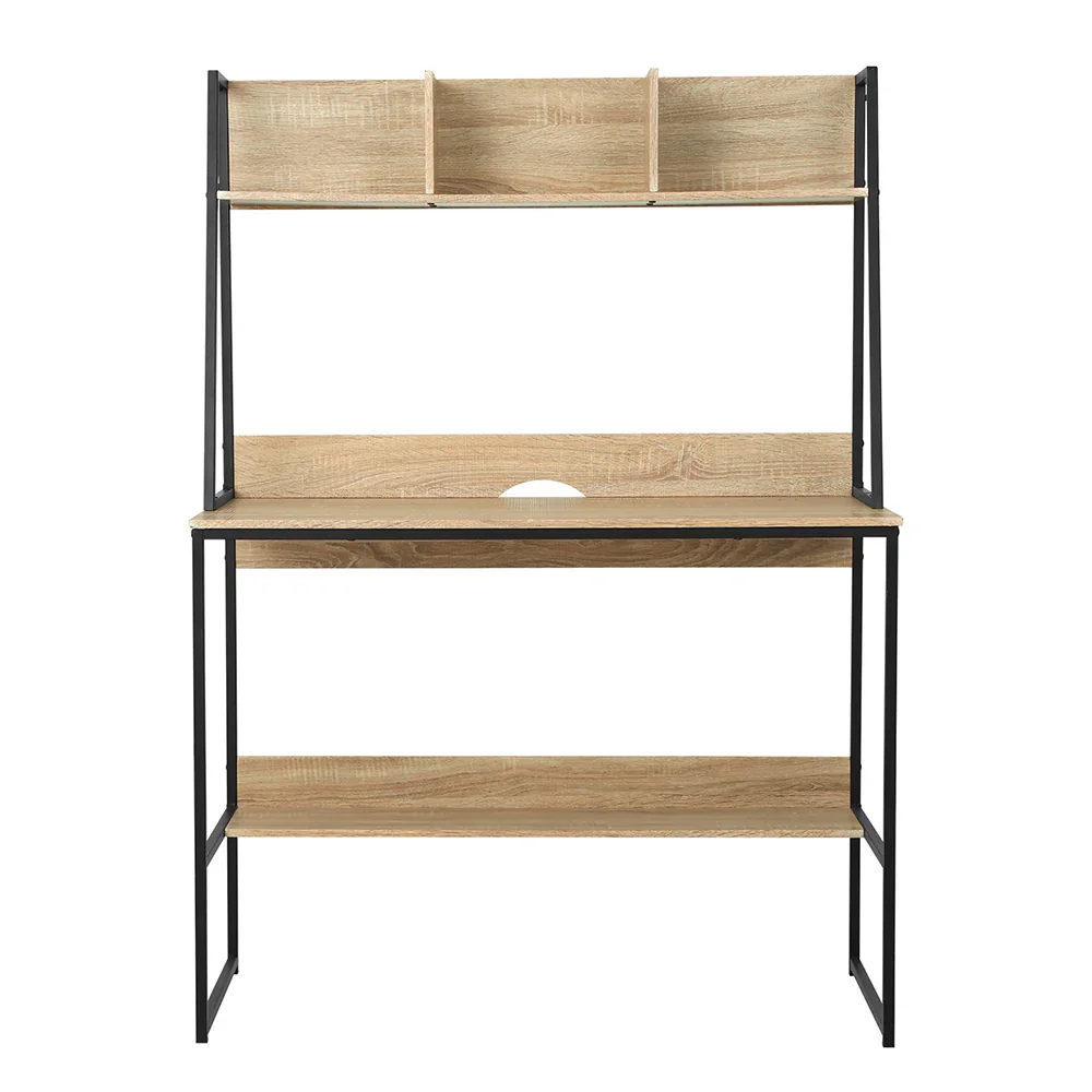 Computer Desk Bookshelf Storage 100CM Oak - Image 3