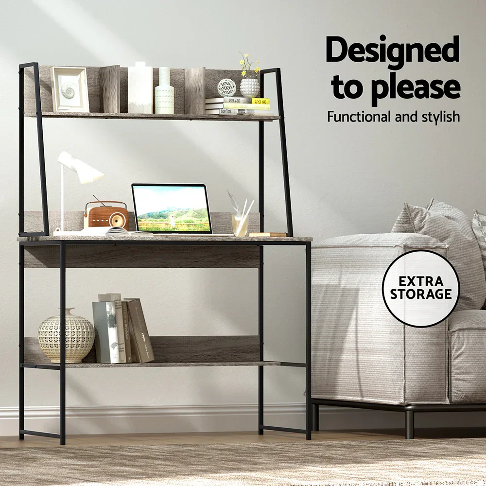 Computer Desk Bookshelf Storage Grey 100CM - Image 4