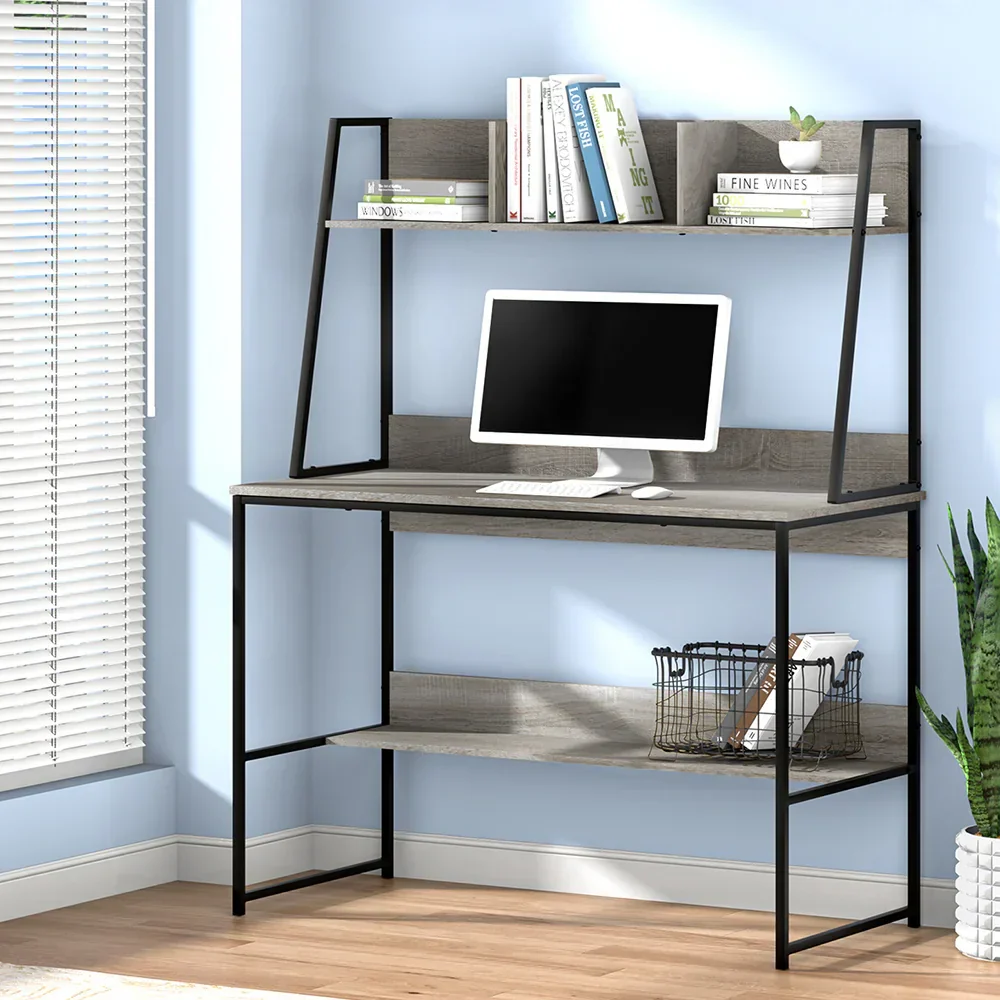 Computer Desk Bookshelf Storage Grey 100CM - Image 7