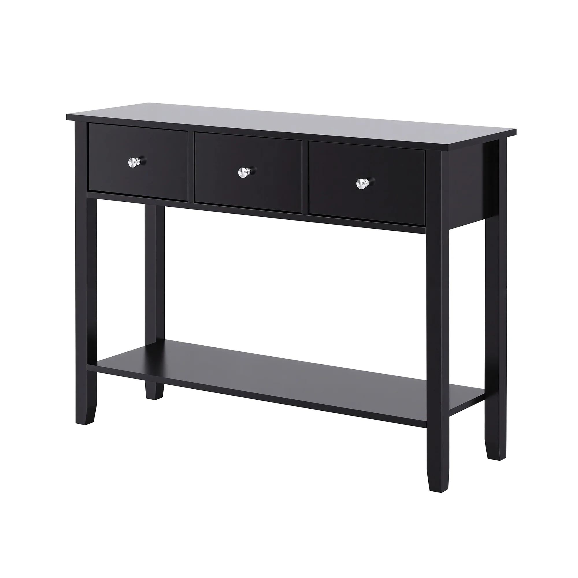 Console Table Hallway Sofa Entryway Entrance 3 Drawers 100CM Black - Image 9