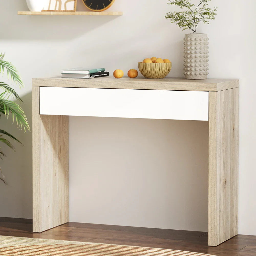 Console Table Storage Drawer Jory White Pine - Image 2