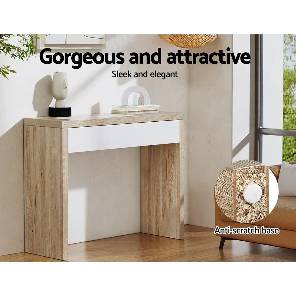 Console Table Storage Drawer Jory White Pine - Image 3