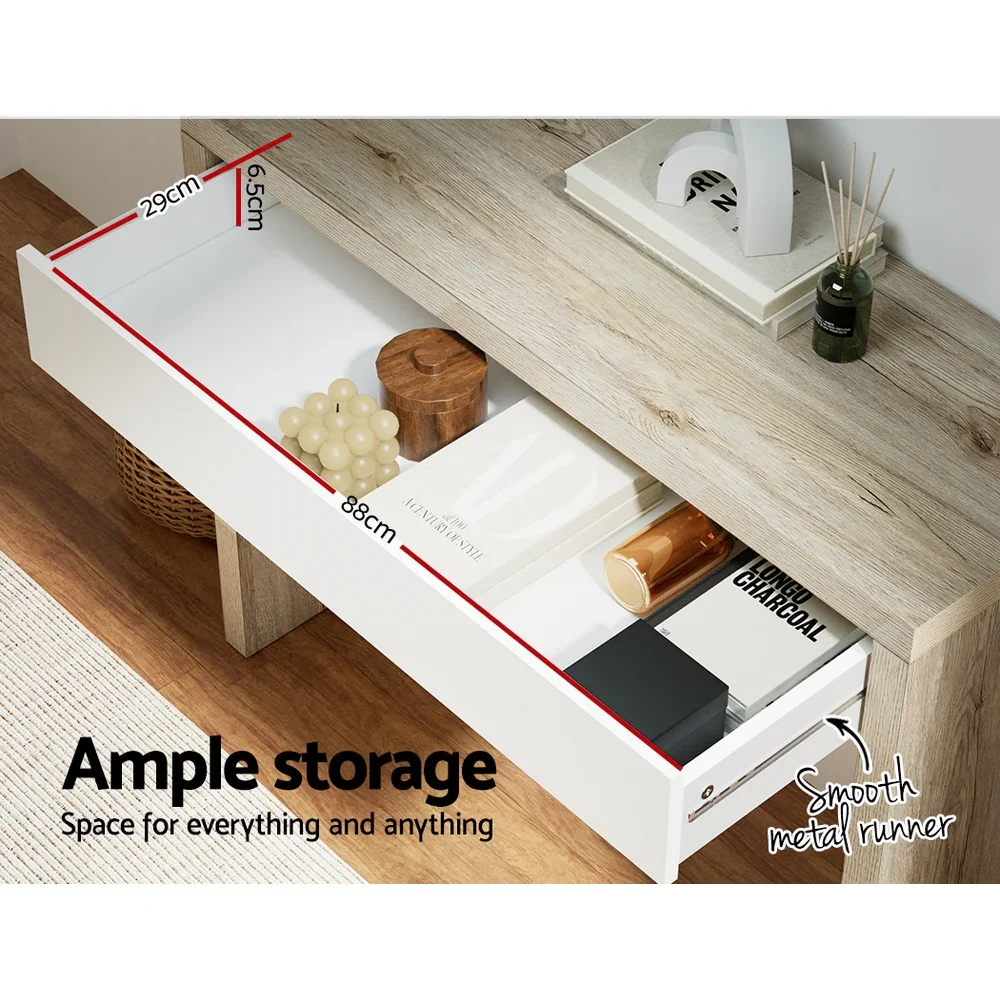 Console Table Storage Drawer Jory White Pine - Image 4