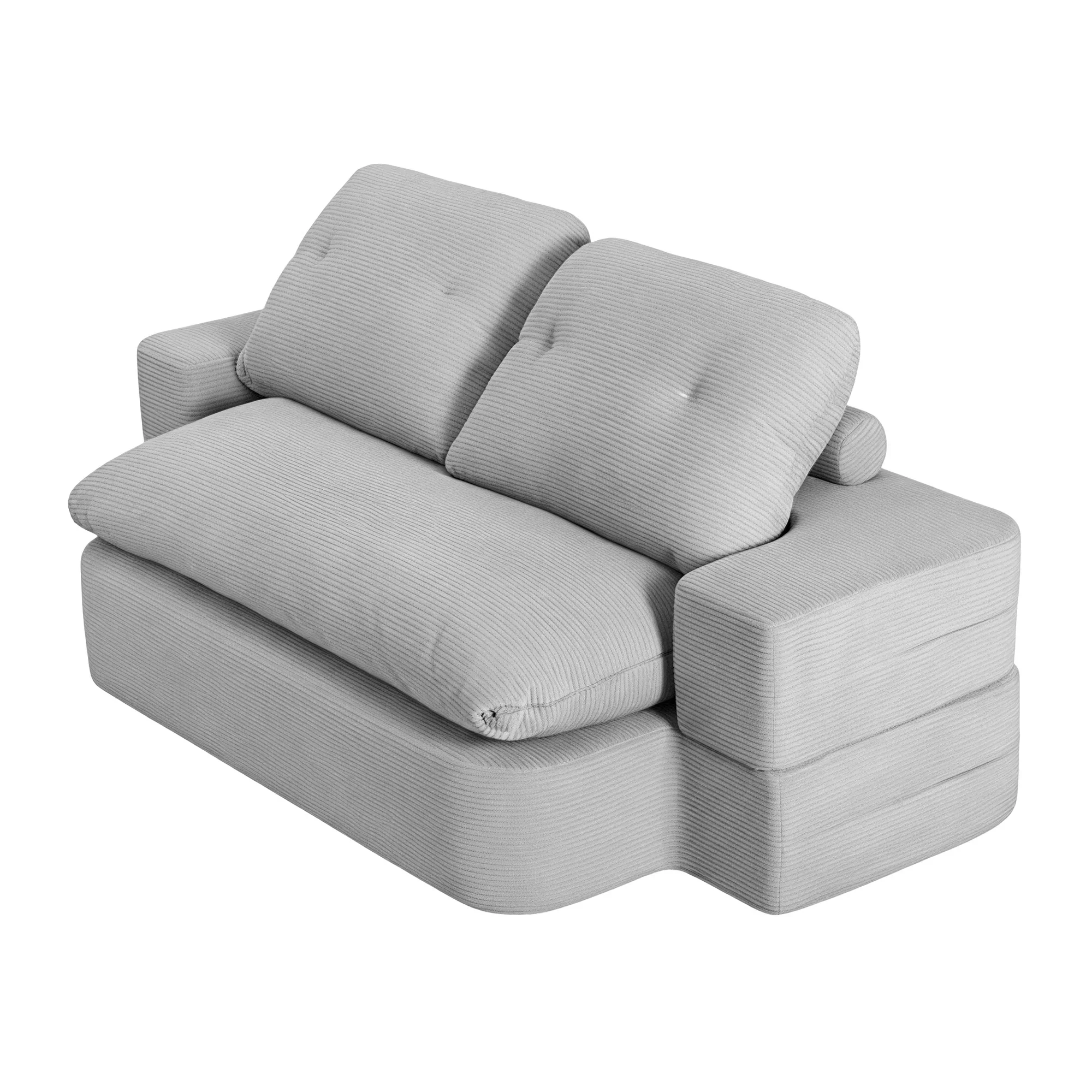 Convertible Folding Sofa Bed 30D High-Density Foam Boneless Couch with Corduroy Sleeper Couch Lounger for Living Room Grey - Image 3