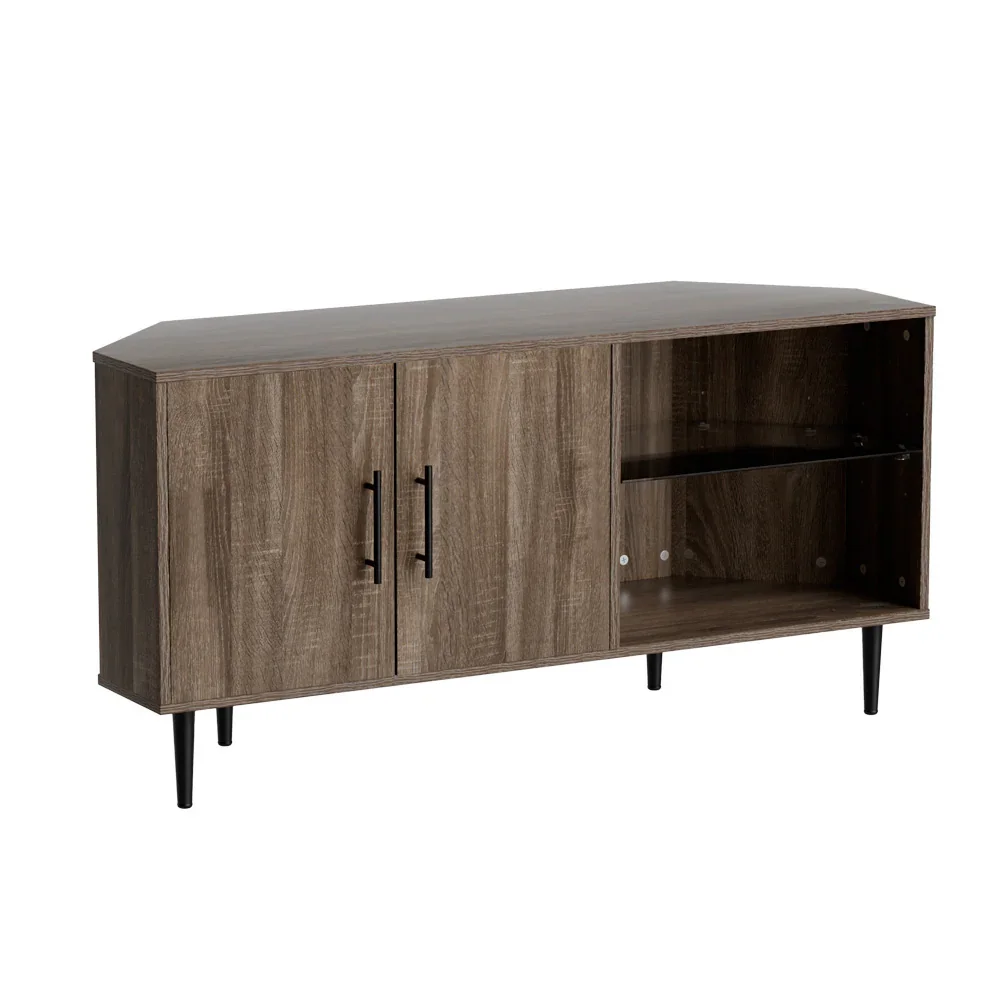 Corner Entertainment Unit Stand TV Cabinet Open Storage Shelf 120CM - Image 3