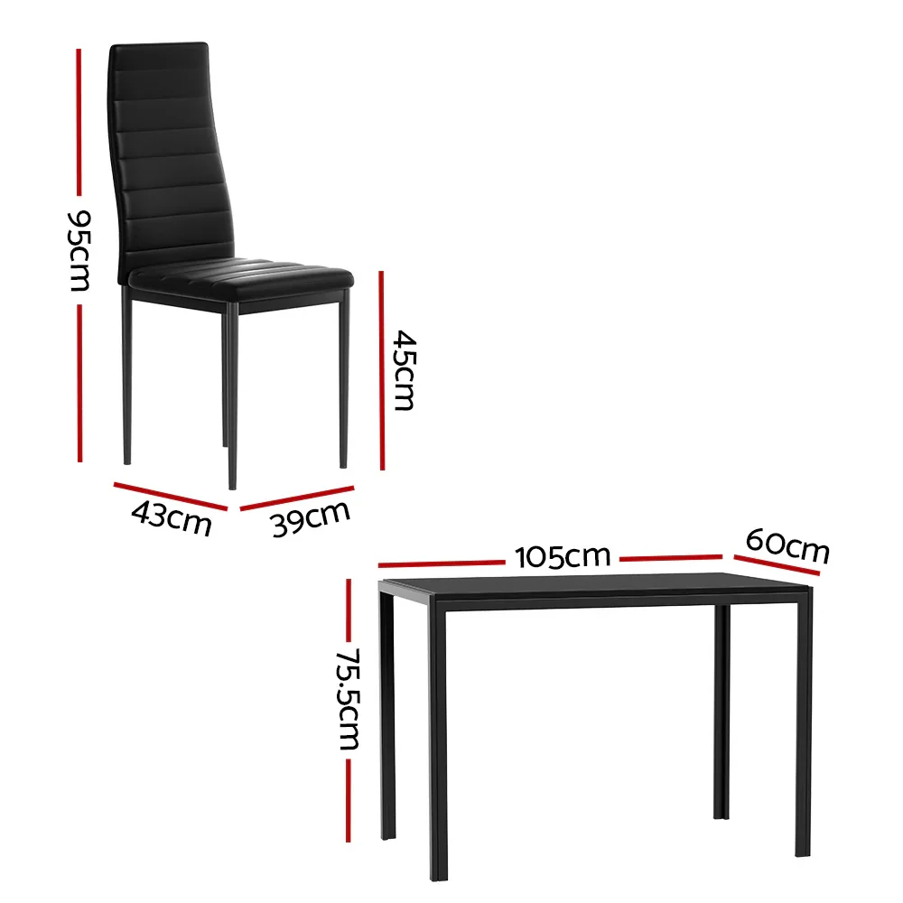 Dining Chairs and Table Dining Set 4 Chair Set Of 5 Black - Image 3