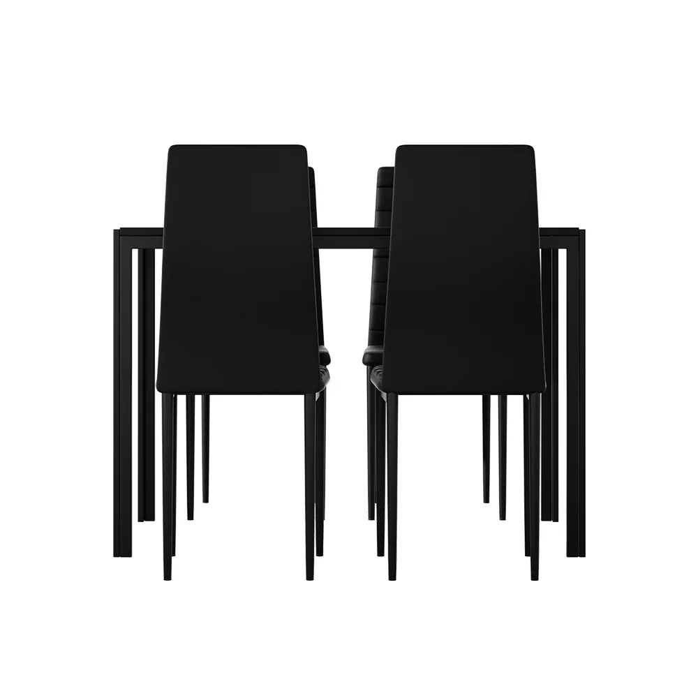 Dining Chairs and Table Dining Set 4 Chair Set Of 5 Black - Image 4
