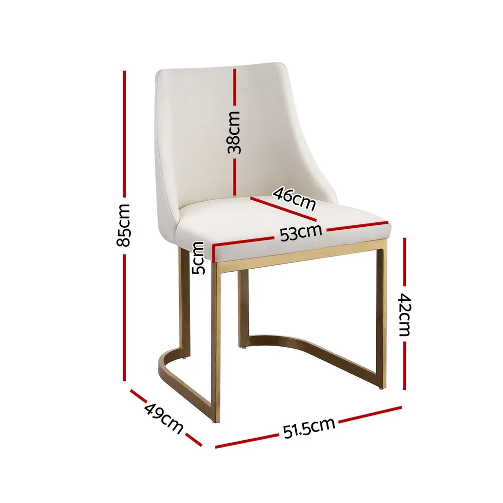 Dining Chairs Set of 2 Linen Fabric Frame Beige - Image 2