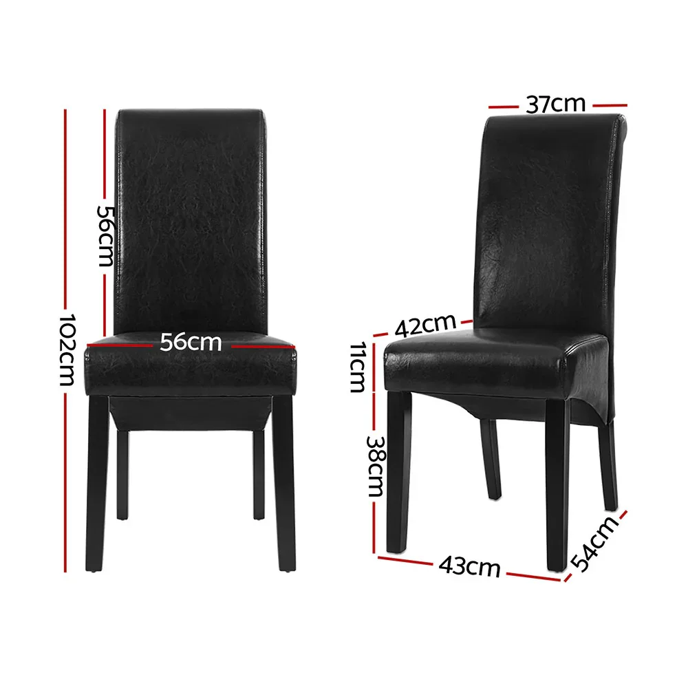 Dining Chairs Set of 2 Leather Parsons Chair Black - Image 2
