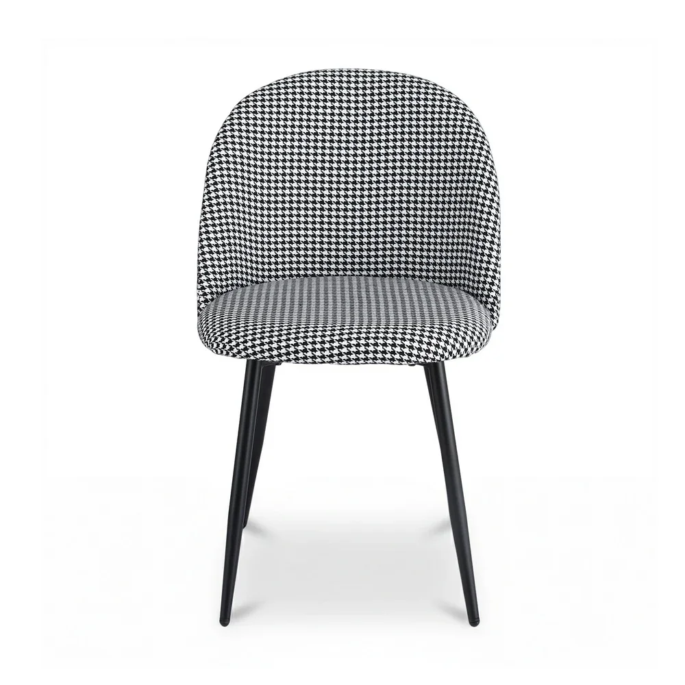 Dining Chairs Set of 2 Linen Solid Curved Houndstooth - Image 6