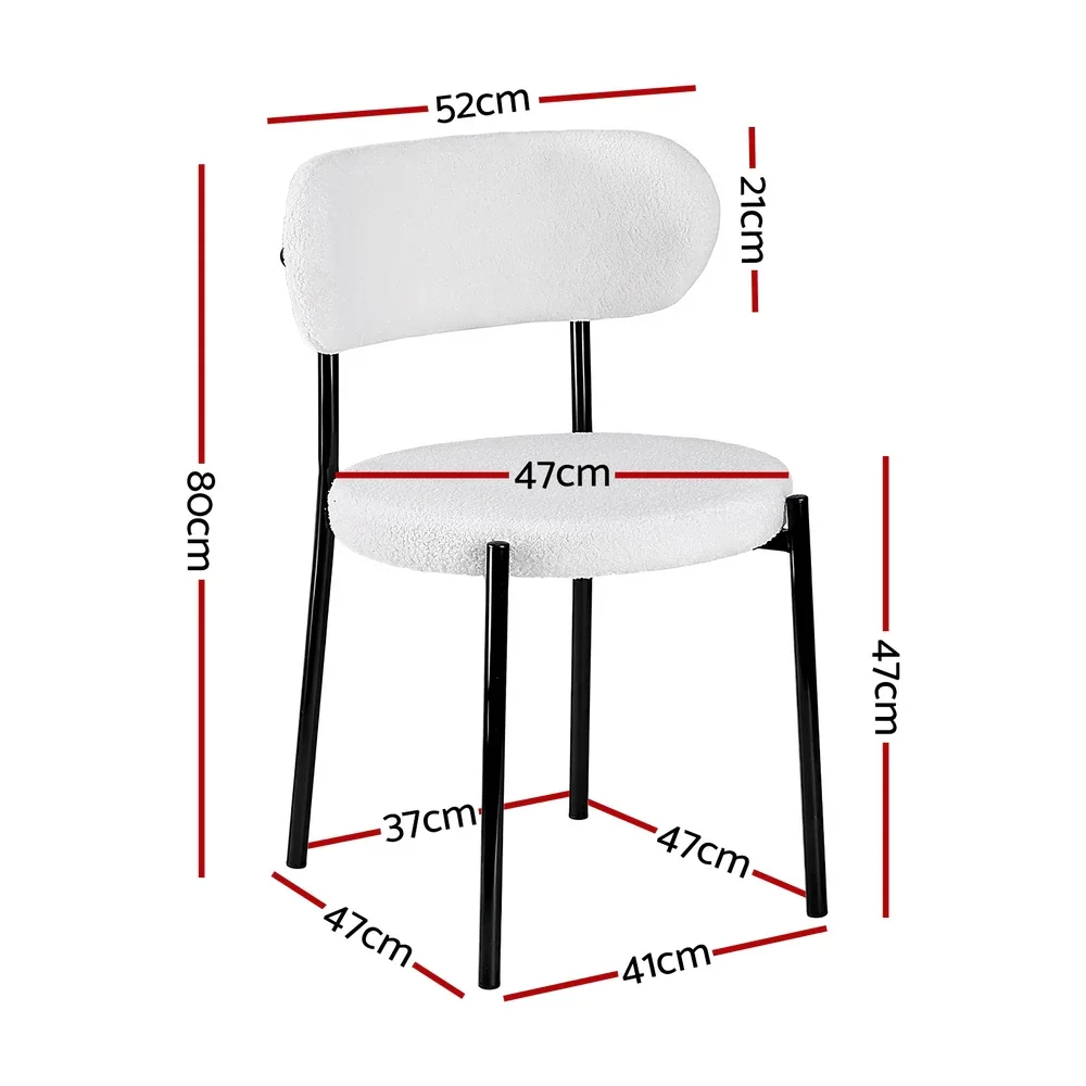 Dining Chairs Set of 2 Sherpa Boucle White - Image 2