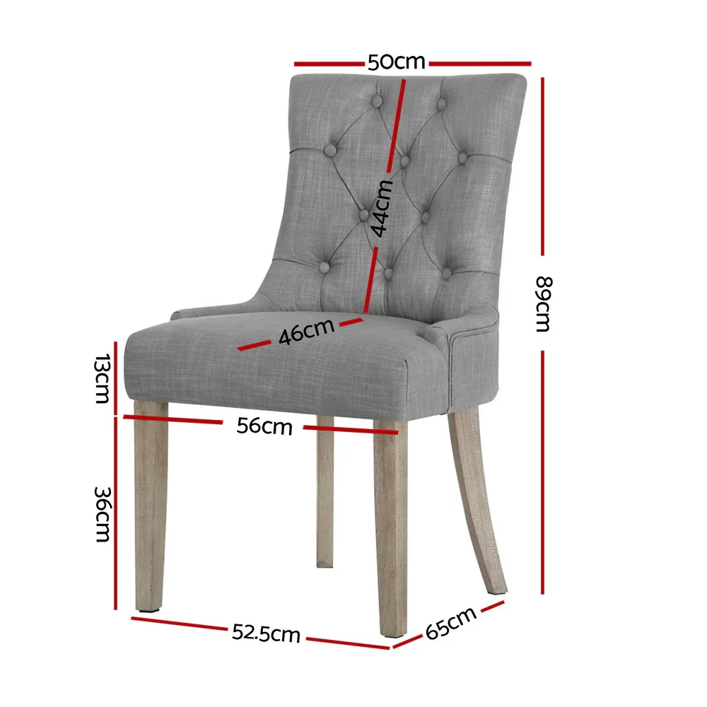 Dining Chairs Set of 4 Linen French Provincial Grey - Image 2