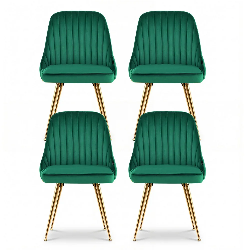 Dining Chairs Set of 4 Velvet Channel Tufted Green - Image 6