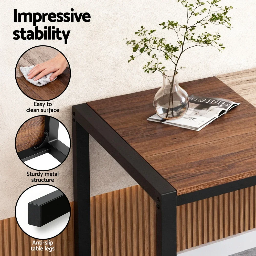 Dining Table and Chairs Set of 4 Bench Kitchen Furniture Rustic Brown - Image 6