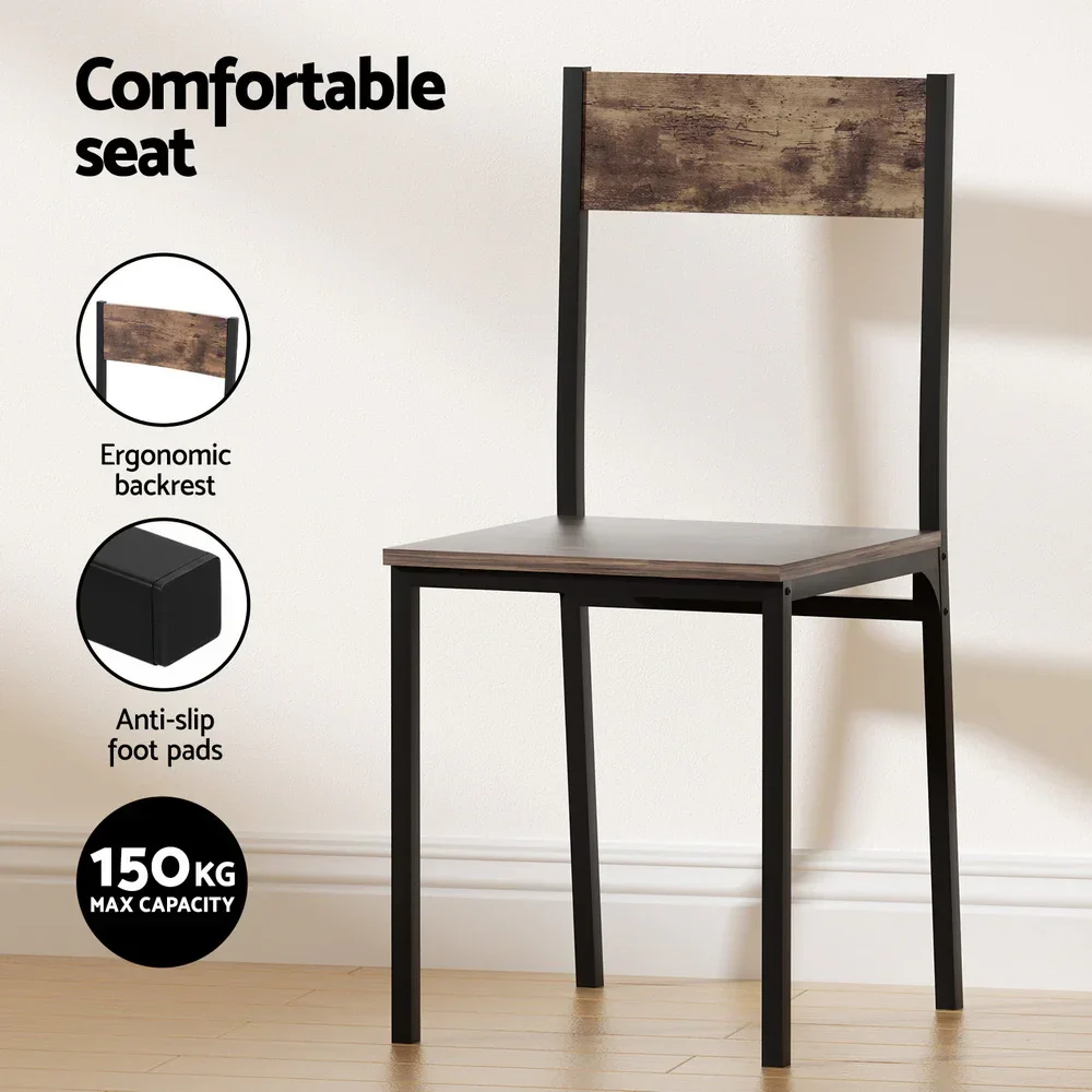 Dining Table and Chairs Set of 5 Compact Kitchen Furniture Rustic Brown - Image 6