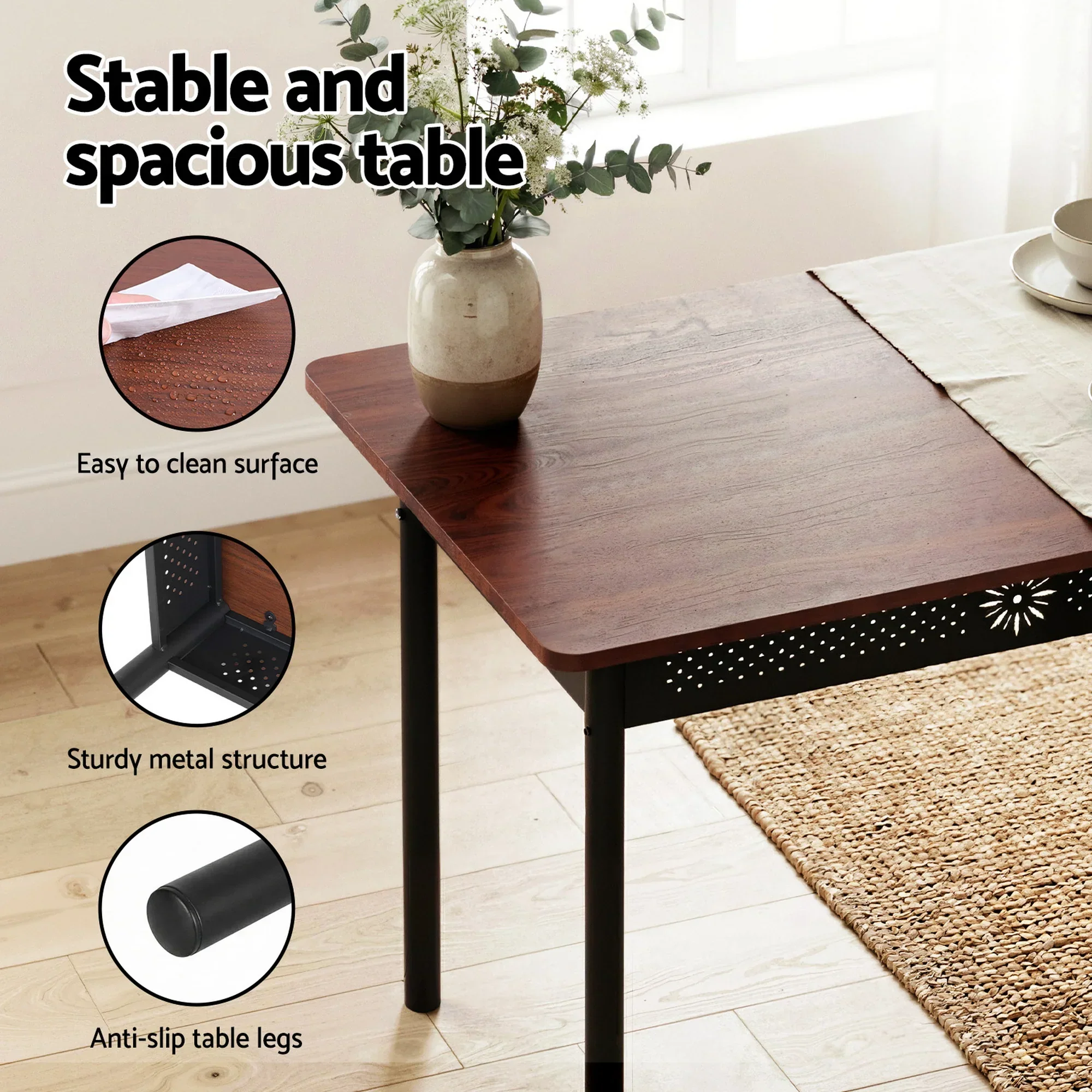 Dining Table and Chairs Set of 5 Compact Kitchen Furniture Upholstered - Image 5
