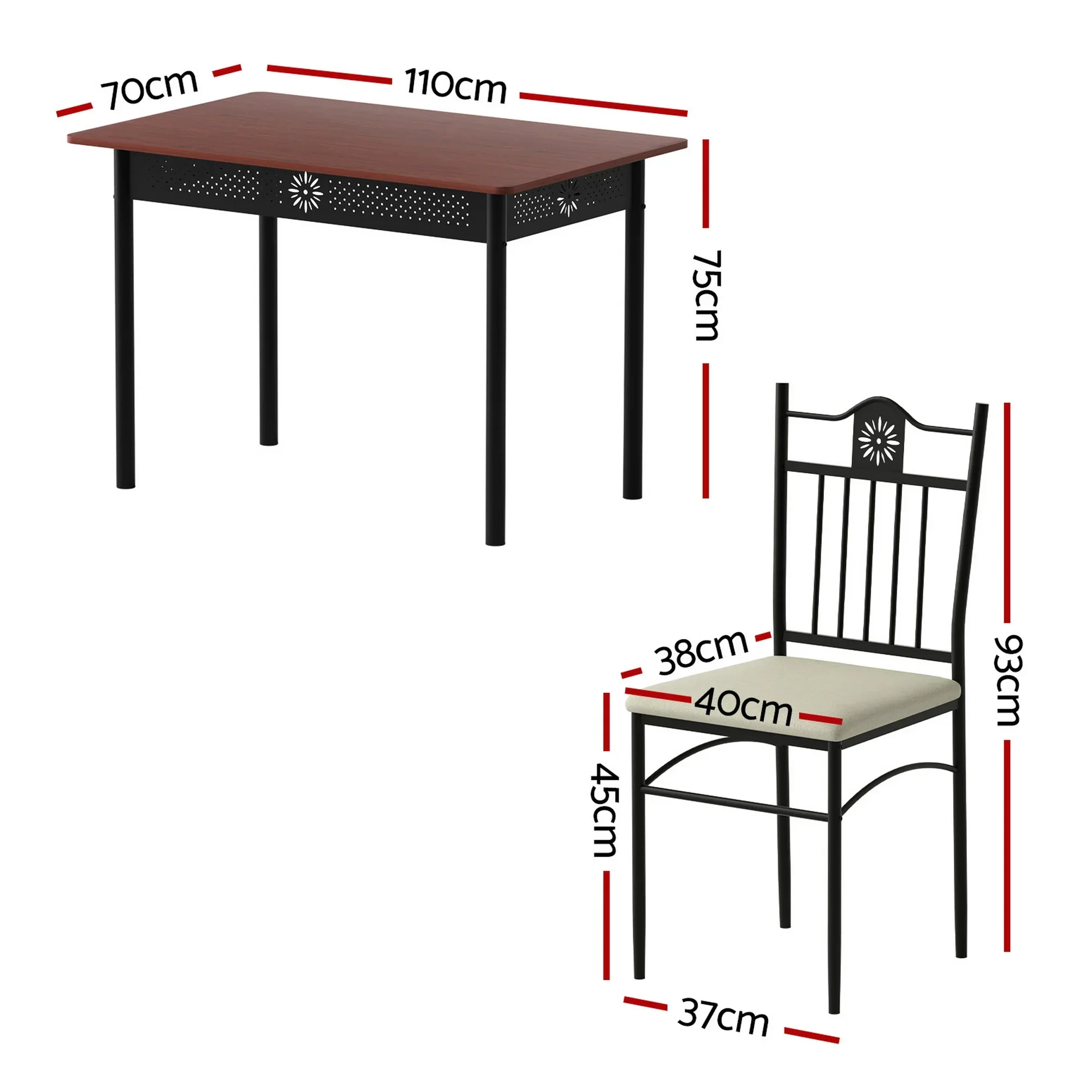 Dining Table and Chairs Set of 5 Compact Kitchen Furniture Upholstered - Image 7