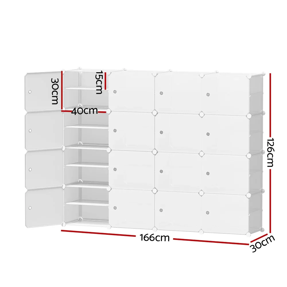 Shoe Rack DIY 16 Storage Cube Stackable White - Image 4