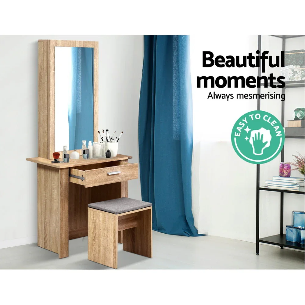Dressing Table Stool Set Sliding Mirror Oak Demi - Image 8