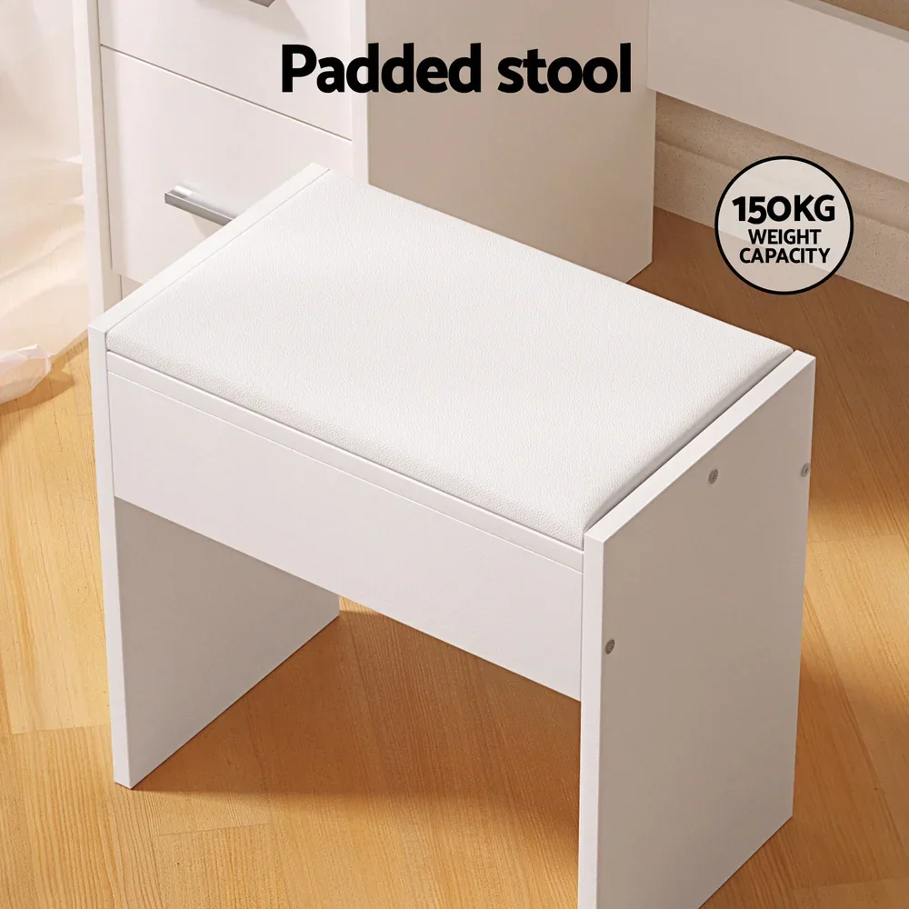 Dressing Table Set Stool 10 Led Bulbs White Dylan - Image 8