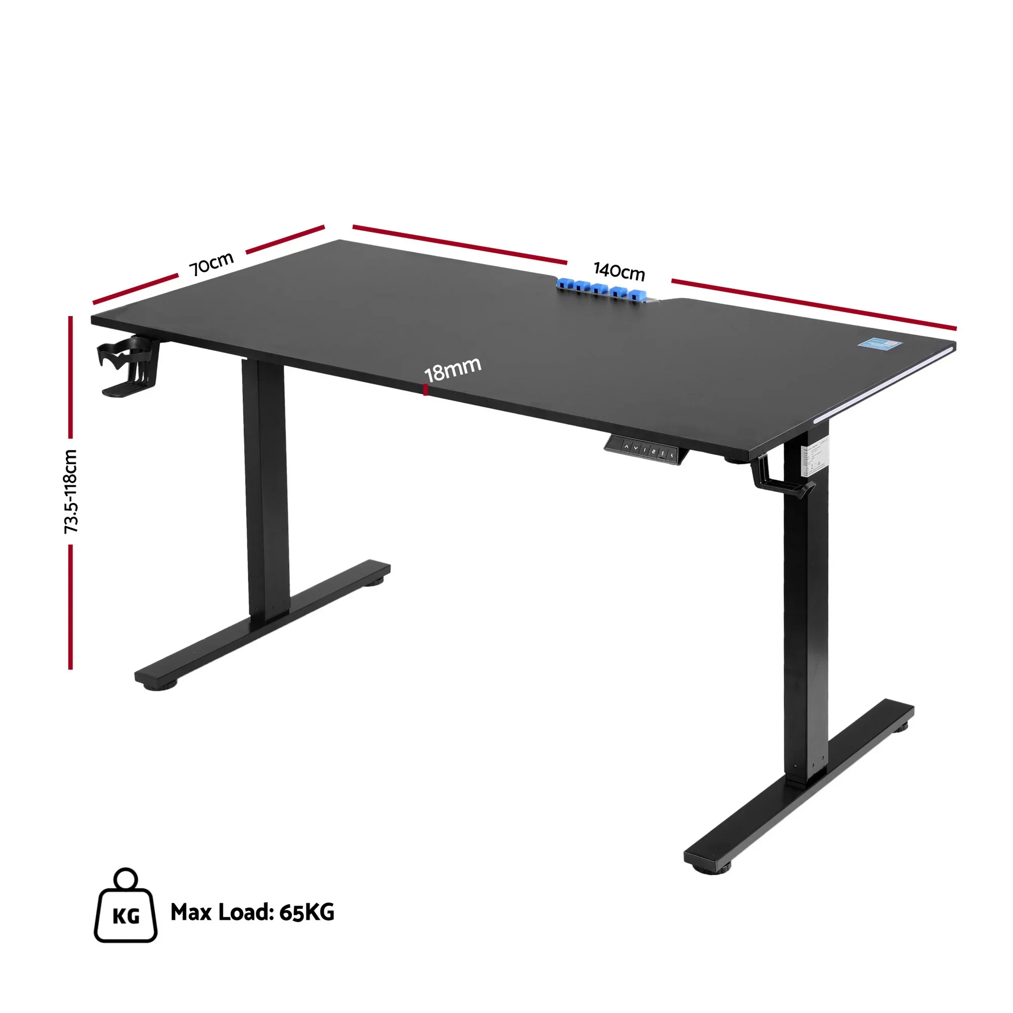 Electric Standing Desk Height Adjustable Gaming Desk Home Office 140cm - Image 8
