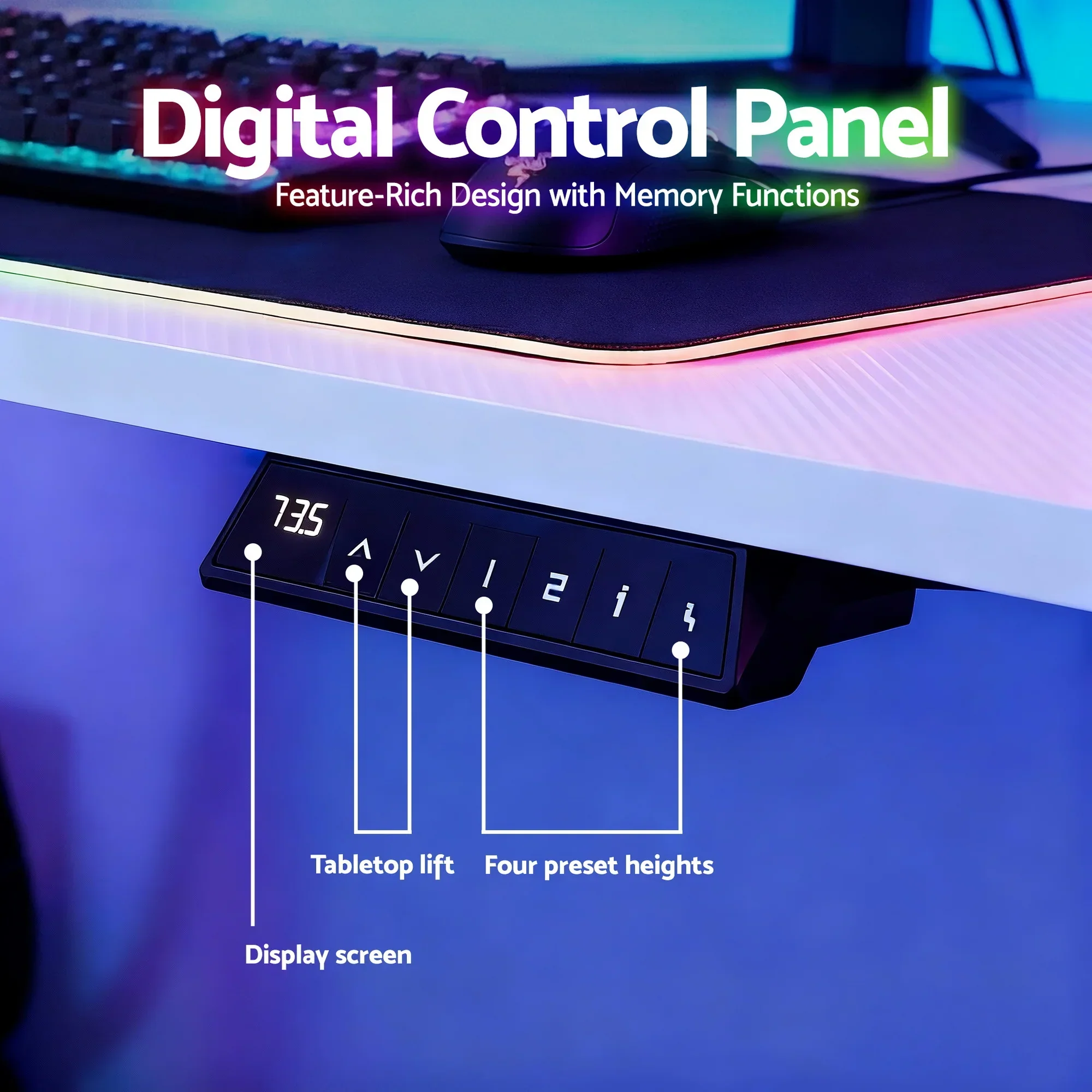 Electric Standing Desk Height Adjustable Gaming Desk Home Office 140cm - Image 3