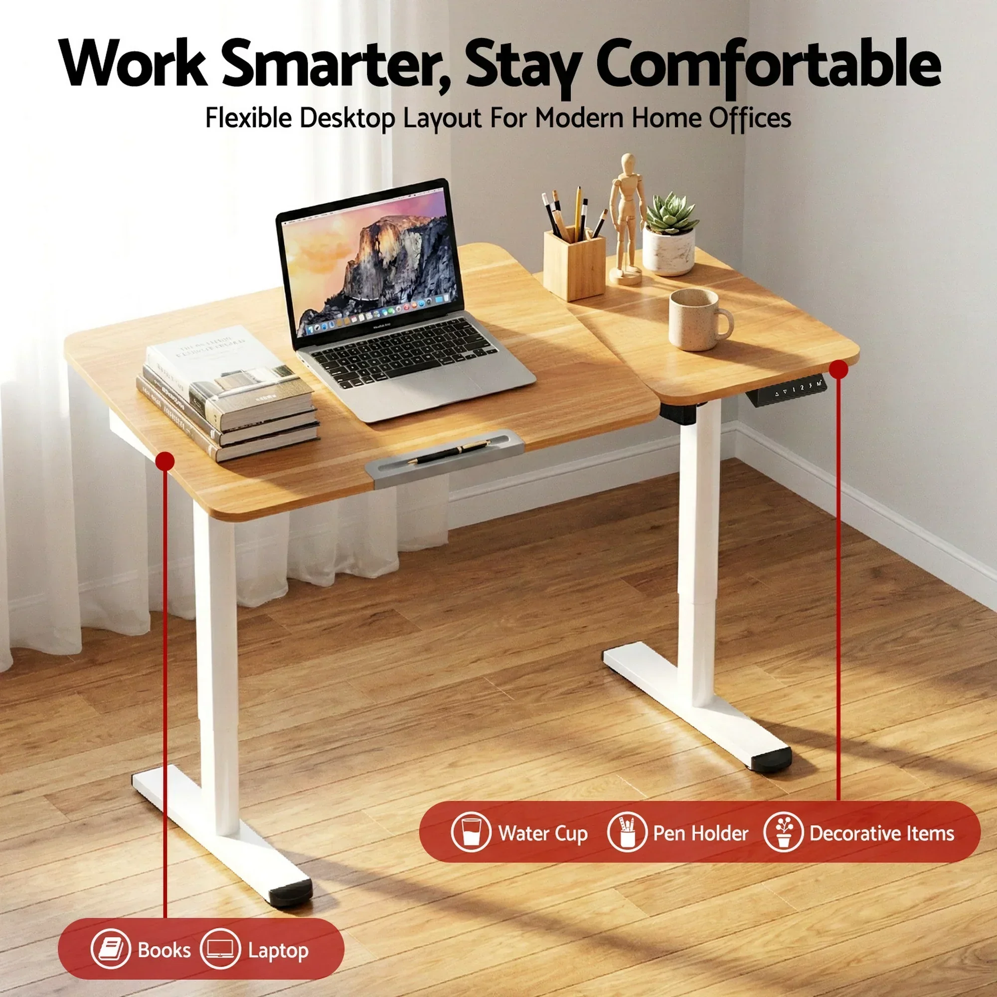 Electric Standing Desk Height Adjustable Sit Stand Desk Tilting Top - Image 2