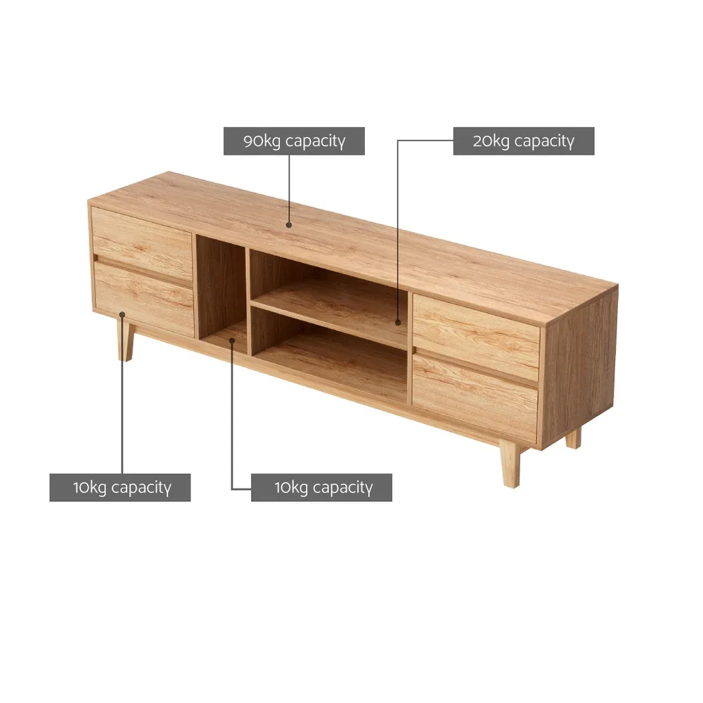 Entertainment Unit Stand TV Cabinet Storage Drawer Shelf 180cm Wooden - Image 8