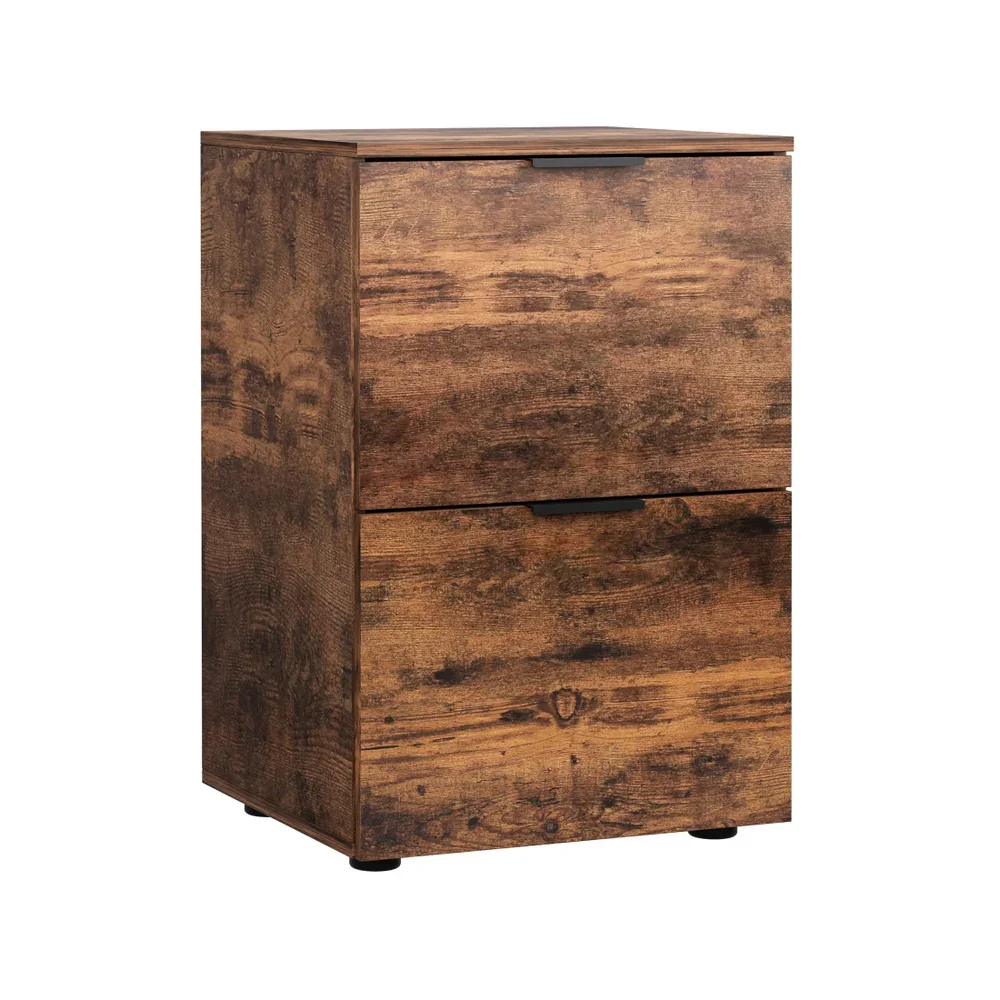 Filing Cabinet Files Storage Office Shelves File Organiser Rustic Brown 2 Drawer - Image 4