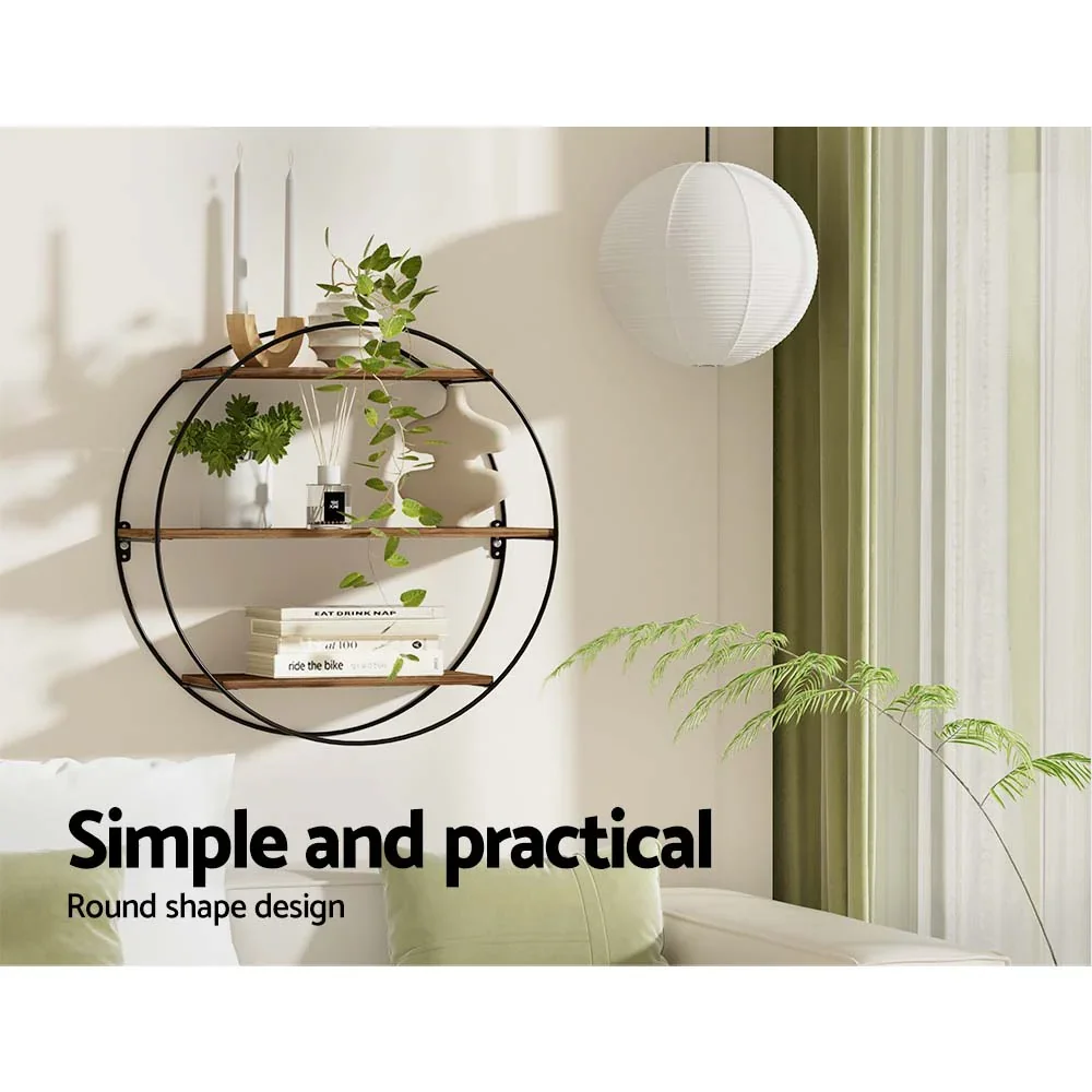 Floating Wall Shelf Round 3-Tier - Image 6