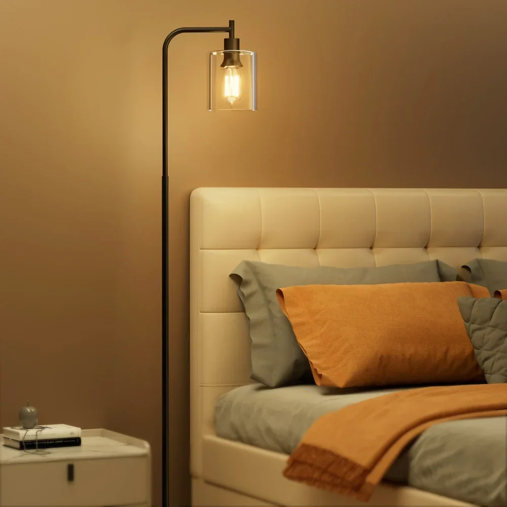Floor Lamp Light Stand Modern Home Living Room Office Reading Glass Shade Black - Image 2