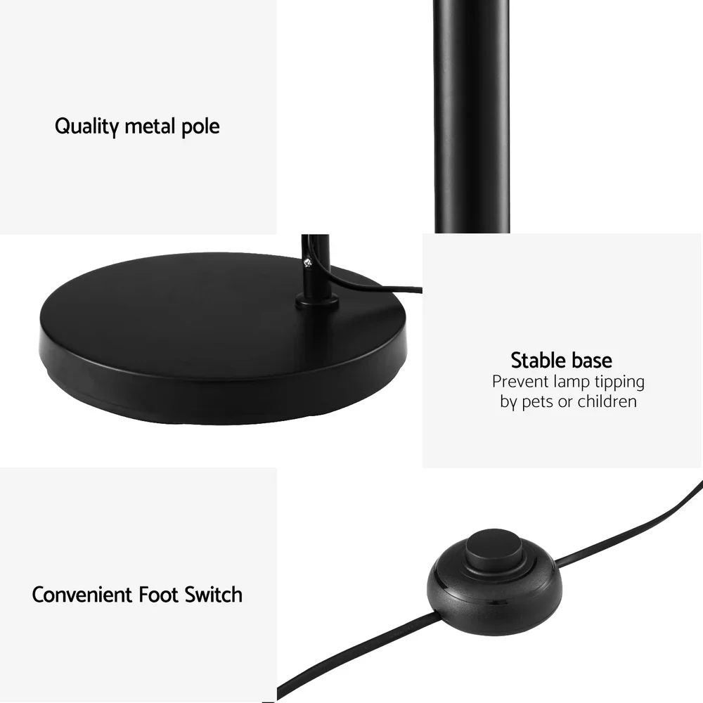 Floor Lamp Light Stand Modern Home Living Room Office Reading Glass Shade Black - Image 4