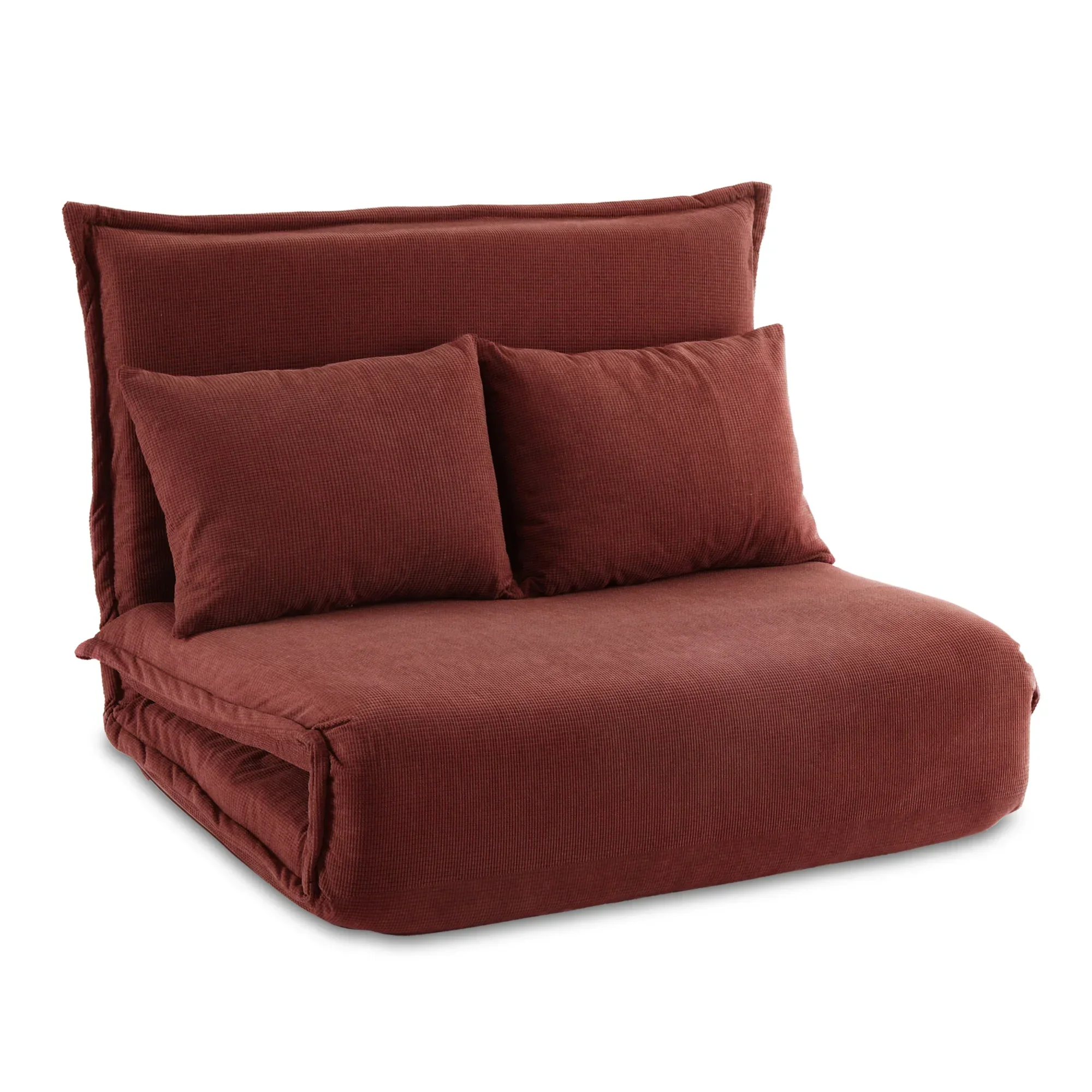 Floor Lounge Sofa Bed Foldable 2 Seater Orange - Image 7
