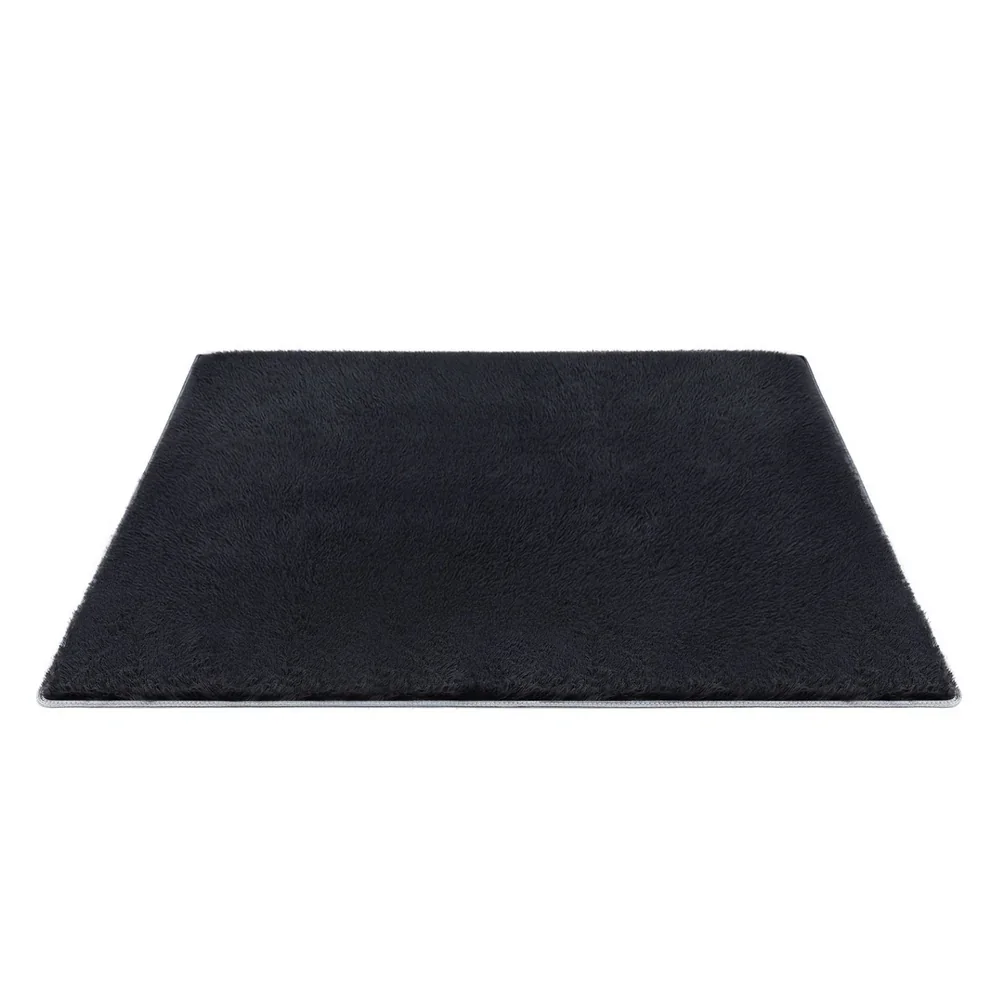 Floor Rug 200x230cm Plush Area Shaggy Rug Living Room Bedroom Carpet Black