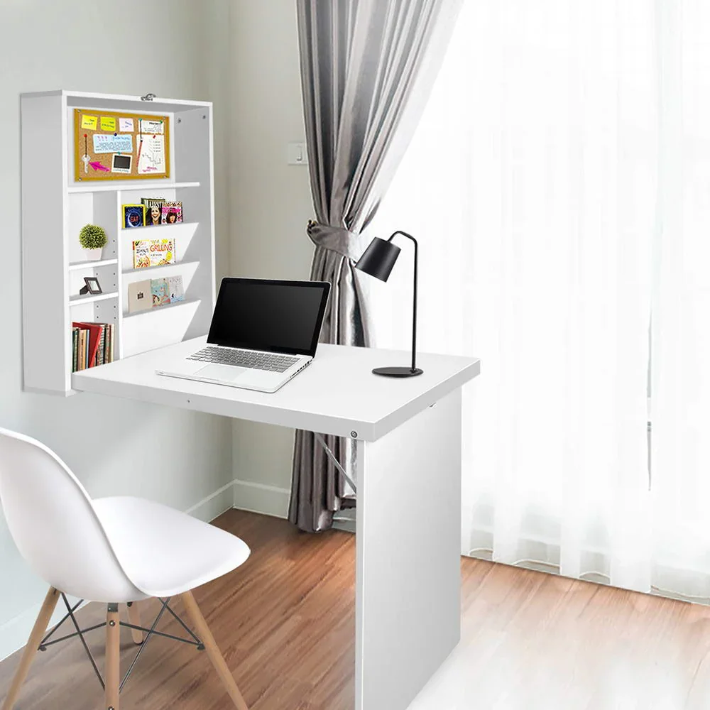 Computer Desk Bookshelf Wall Mount White - Image 7