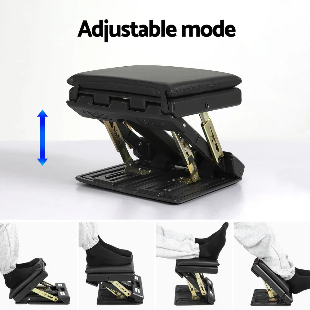 Foot Rest Stool Office Under Desk Fold Footrest Massage Cushion Pad Black - Image 2