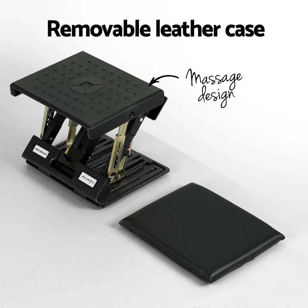 Foot Rest Stool Office Under Desk Fold Footrest Massage Cushion Pad Black - Image 3