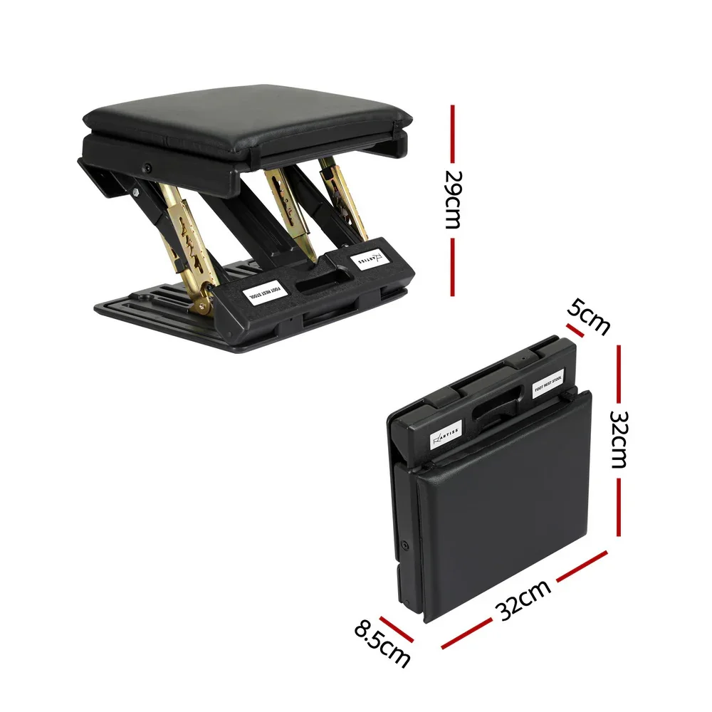 Foot Rest Stool Office Under Desk Fold Footrest Massage Cushion Pad Black - Image 5