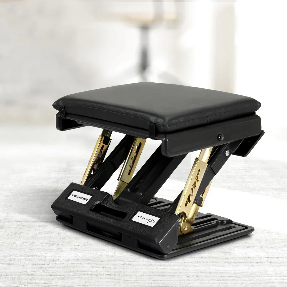 Foot Rest Stool Office Under Desk Fold Footrest Massage Cushion Pad Black - Image 7