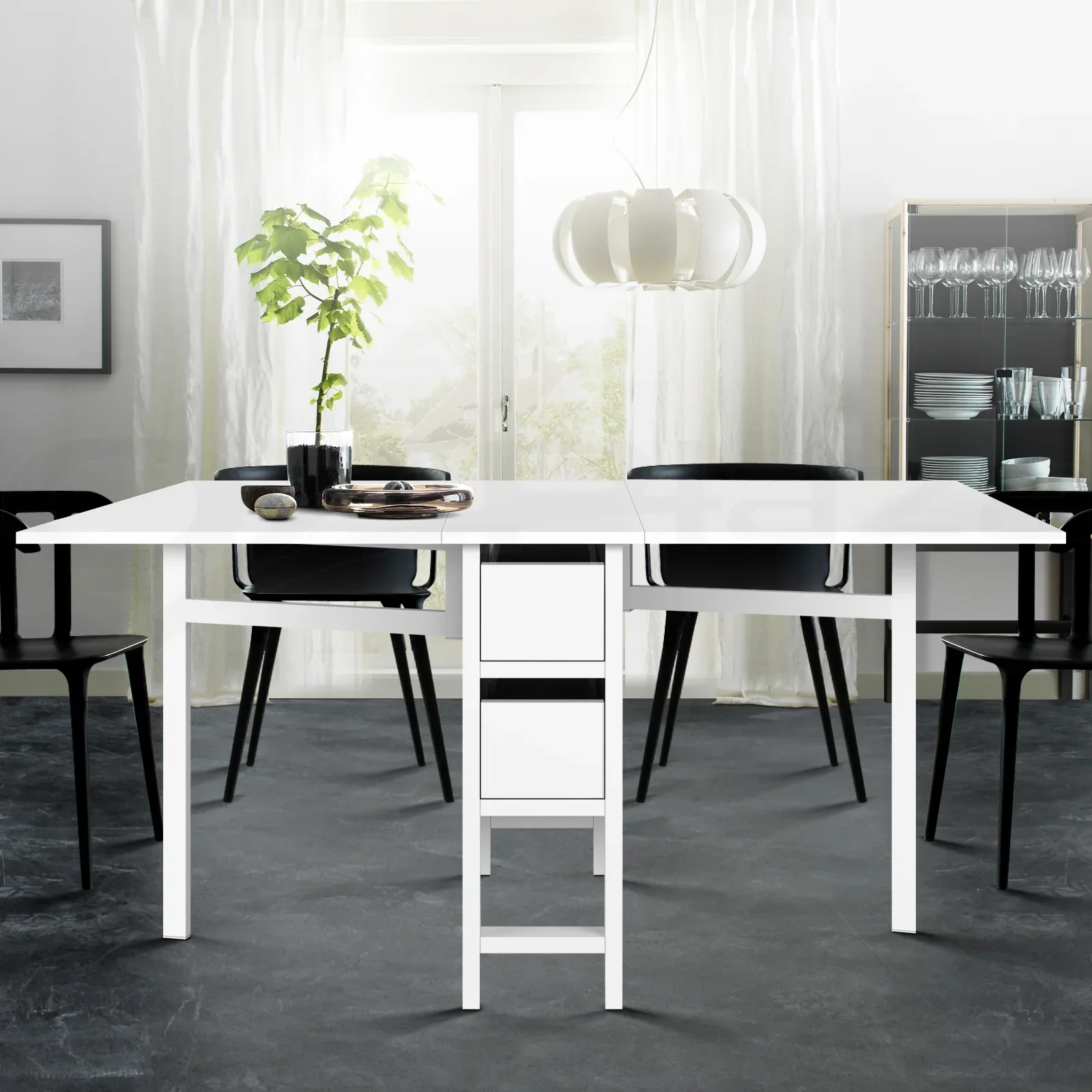 Dining Table Rectangular Extendable White - Image 6